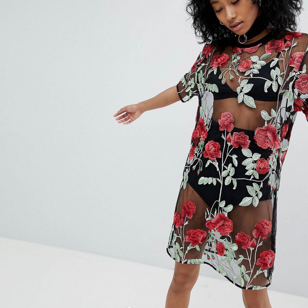 NWT❗️ One Above Another Embroidered Mesh TShirt Dress